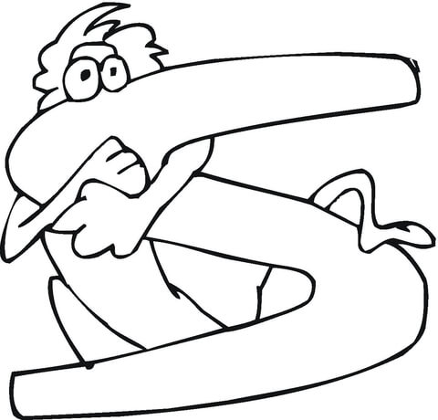 Letter S With Monkey Coloring Page